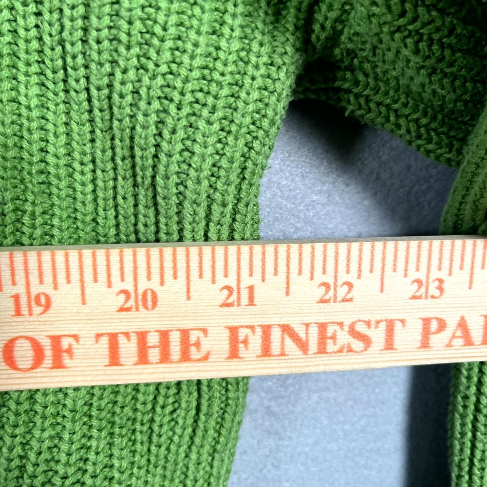 Forever 21 Sweater Womens L Green Quarter Zip Chunky Knit Cropped Balloon Sleeve - Picture 6 of 6